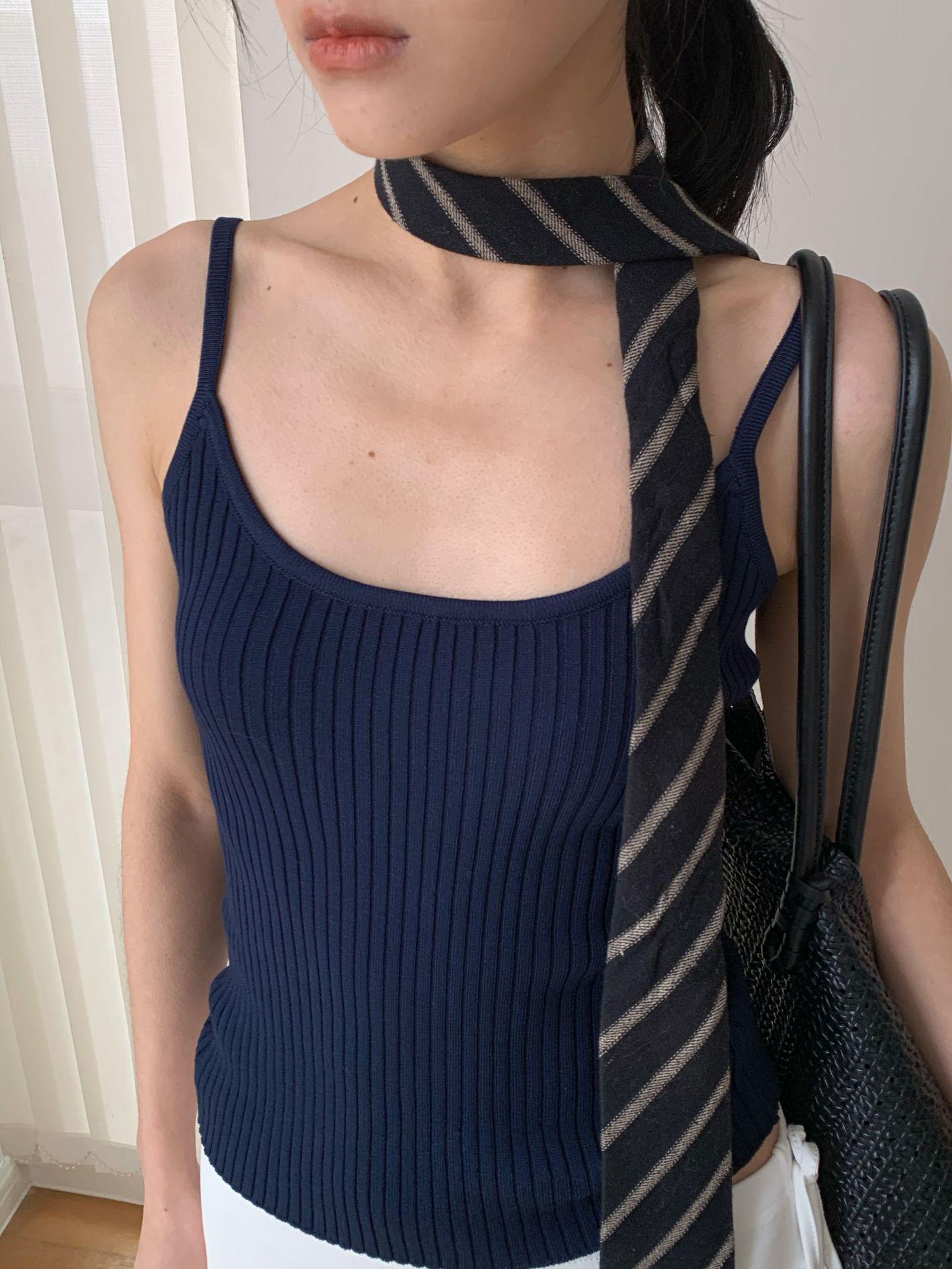 Dorothy Gentle Candy Color Slim Ribbed Knit Camisole for Women M темно-синий