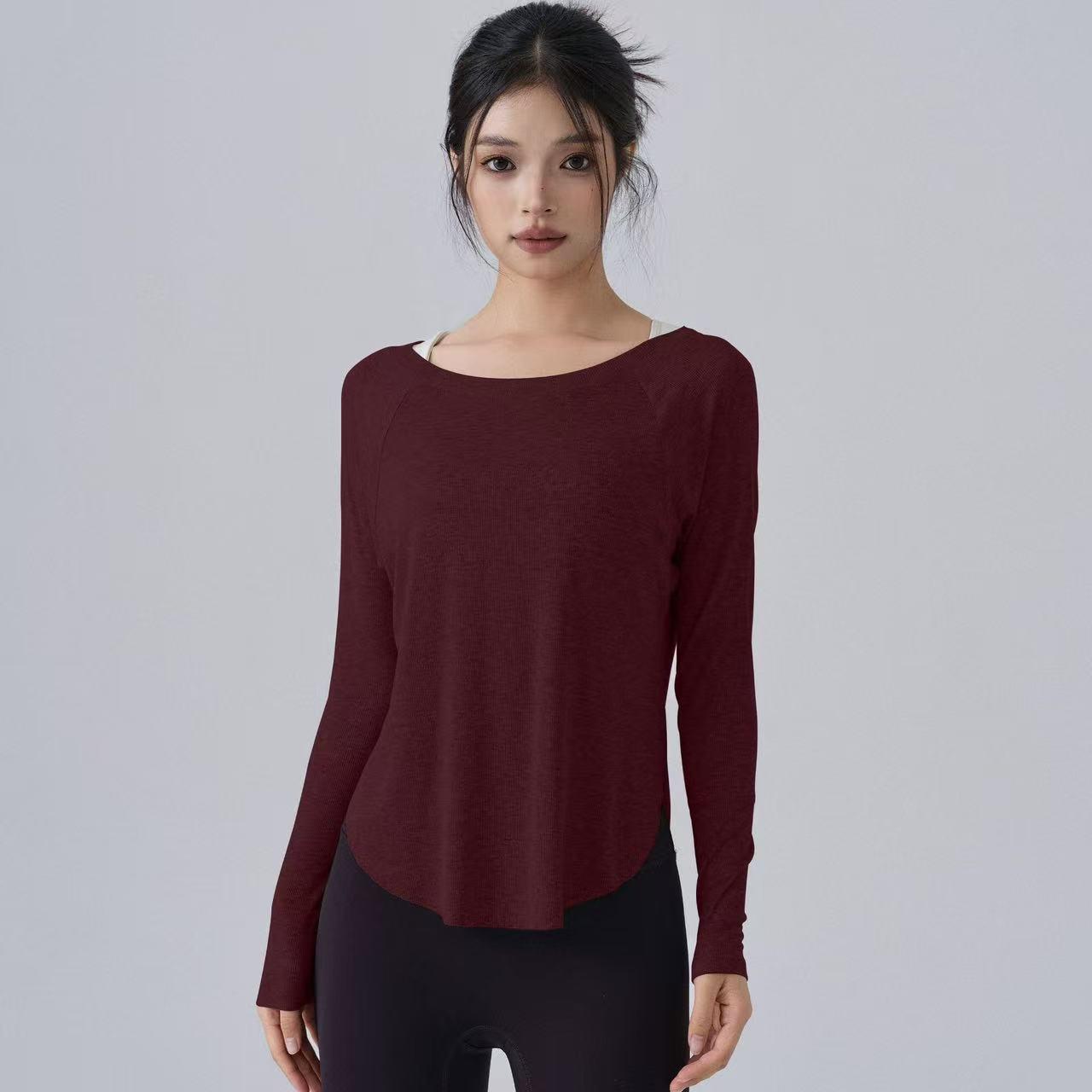 

Women s Long Sleeve Ribbed Yoga Top - Autumn/Winter Collection, Slim Fit, Nude Feeling, Perfect for Pilates & Outdoor Sportswear Medium