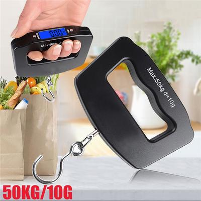 1PCS Básculas Electrónicas 50Kg *10g Digital de Mano Gancho para Pescado Colgante Báscula de Peso Portátil t Balanza para Equipaje Pantalla LED