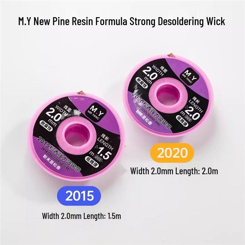 M.Y New Rosin Desoldering Wick: Strong, No-Residue, Fast Adsorption, Excellent Thermal Conductivity, Cleans Joints, Removes Solder Dross.