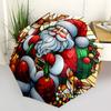 1 Stück Buntglas Nikolaus Design Automatisches Öffnen Faltschirm mit 3-Falt-Design, 8-Rippen Eisenrahmen, Outdoor, Festliches Geschenk für Fans, Reise