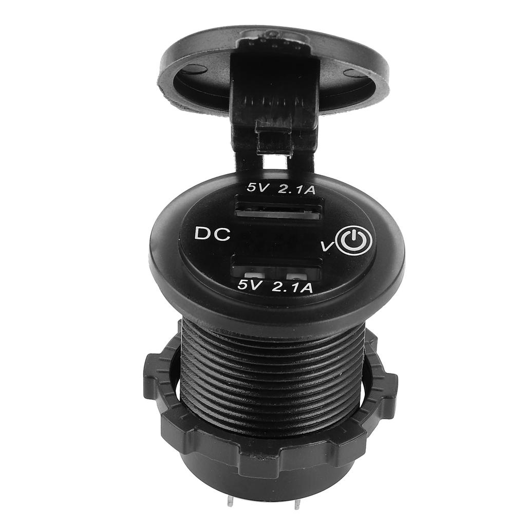 Dual USB Car Charger Lighter Socket Car Modification with Voltmeter 1224V 2.1A+2.1A(Blue Indicator )