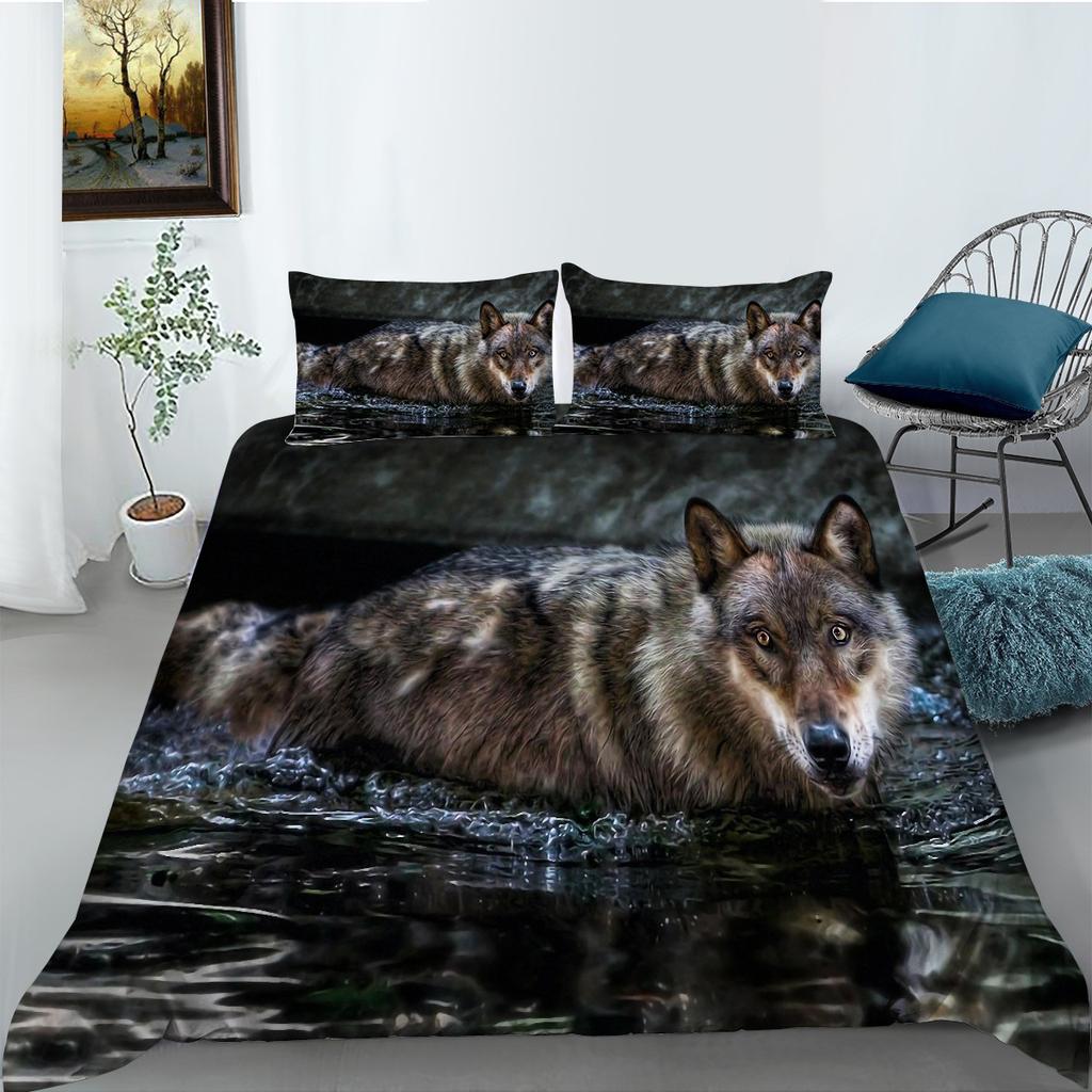 Wolf Series Equal Polyester Bedding Two Or Three-Piece 3D Digital Printing