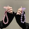 Skin-Textured Matte Beaded Keychain Pendant Anti-lost Mobile Chain Lanyard  For Women Girls