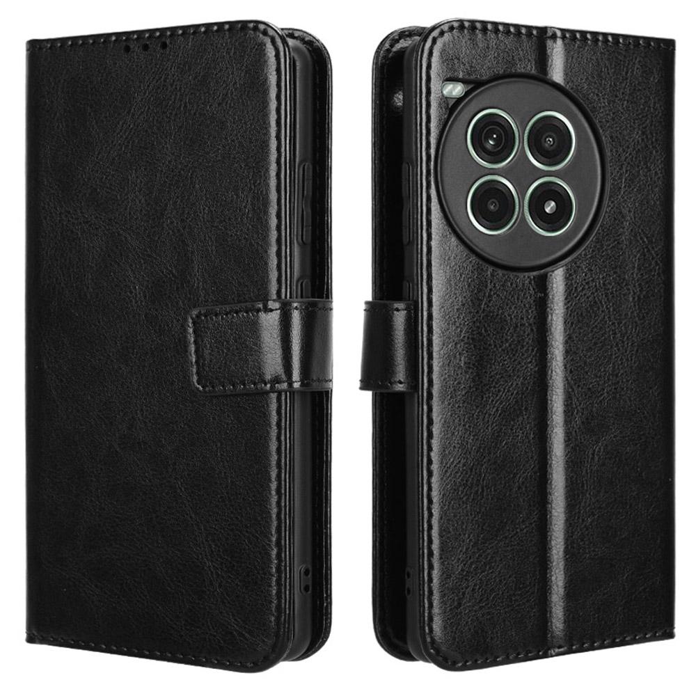 For OnePlus Ace 3 Pro 5G Wallet Case Leather Phone Cover Crazy Horse Texture