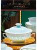 High-Temp Linglong Blue and White Porcelain Dinnerware Set: Elegant Underglaze Bowls & Plates