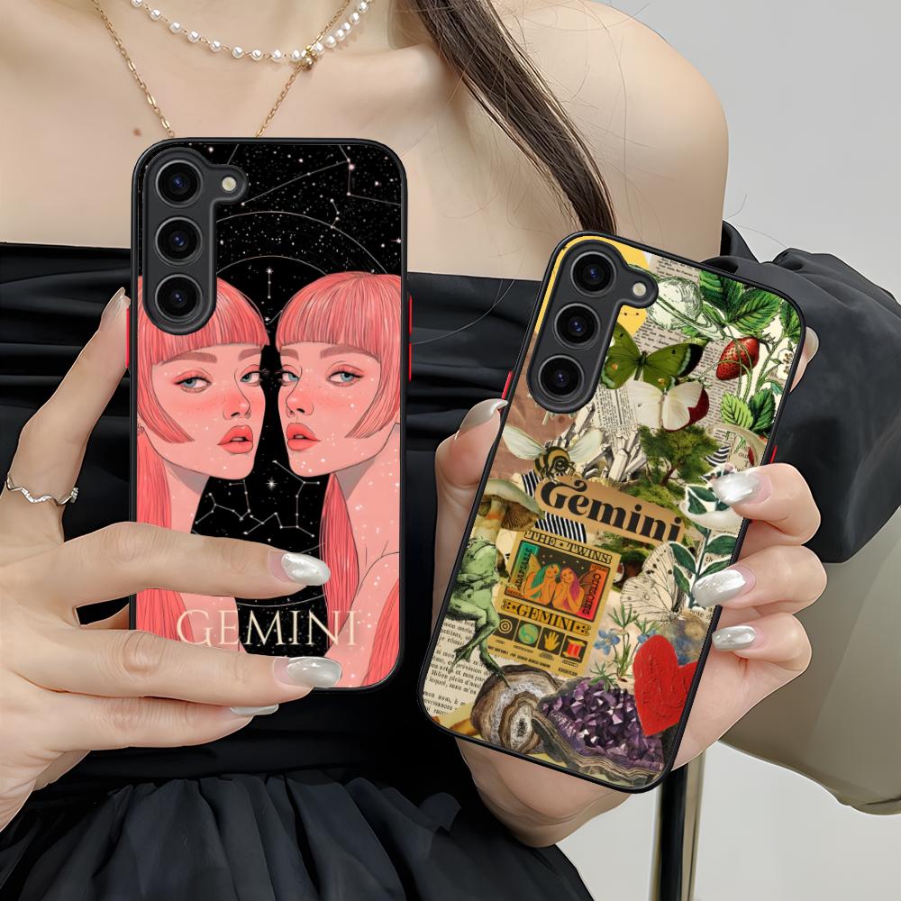 Zodiac Sign Gemini Mobile Phone Case for Samsung Galaxy S25 S24 S23 S22 S21 Plus FE Ultra Colorful Silicone Cover Luxury Cover