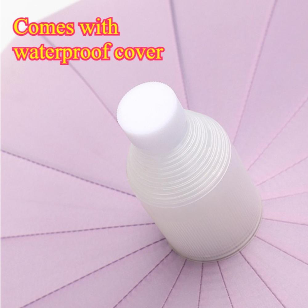 16 Bone Waterproof Canopy Umbrella Large Size with Lid Car Carrying Umbrella Simple Long Handle Umbrella Semi-automatic Umbrella