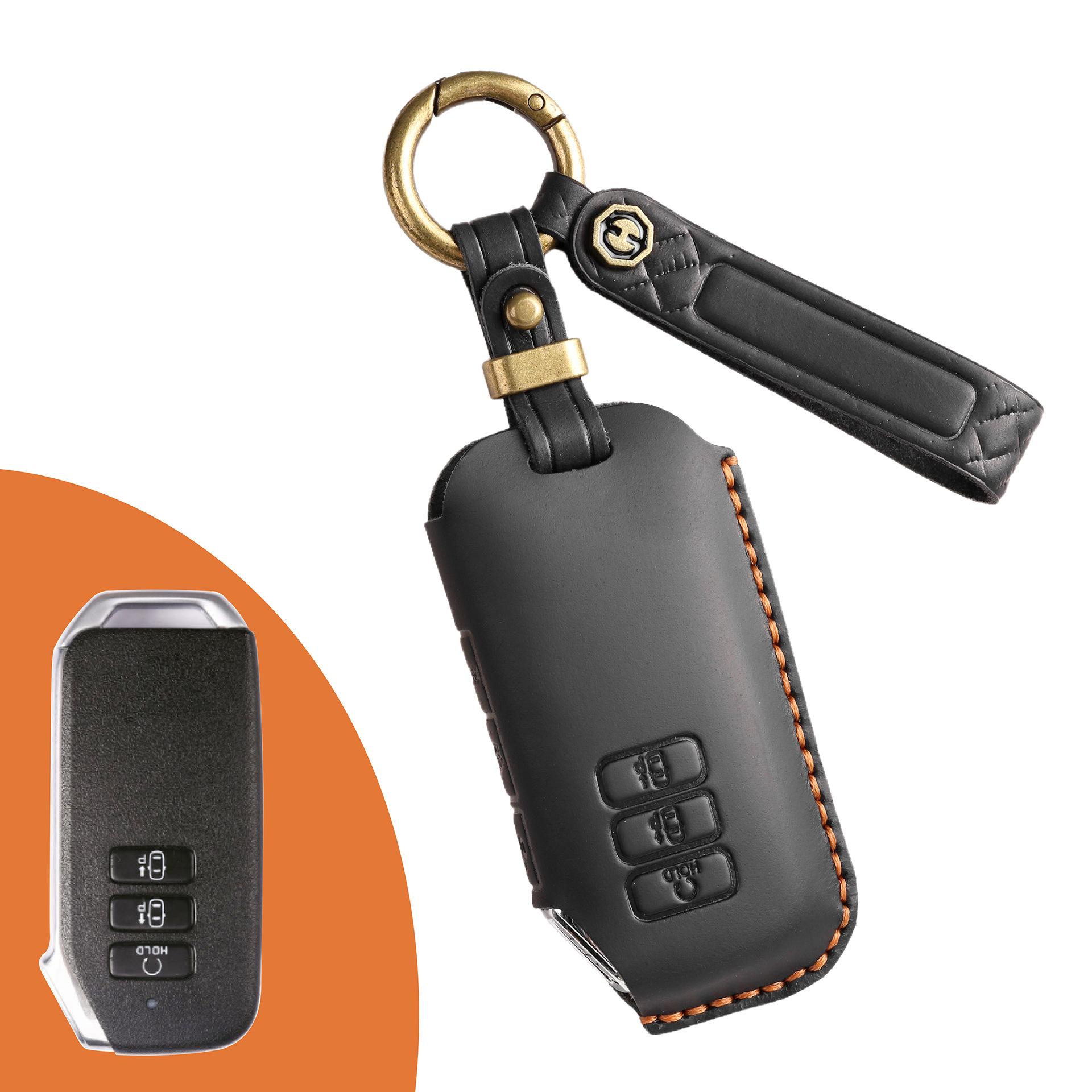 

Retro key cover for Kia/KIA Korea KN Solanto Ka Wah business vehicle handmade leather shell buckle bag чёрный