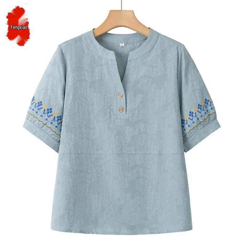 Elegant Embroidered Summer Collection for Middle-Aged Women 6XL