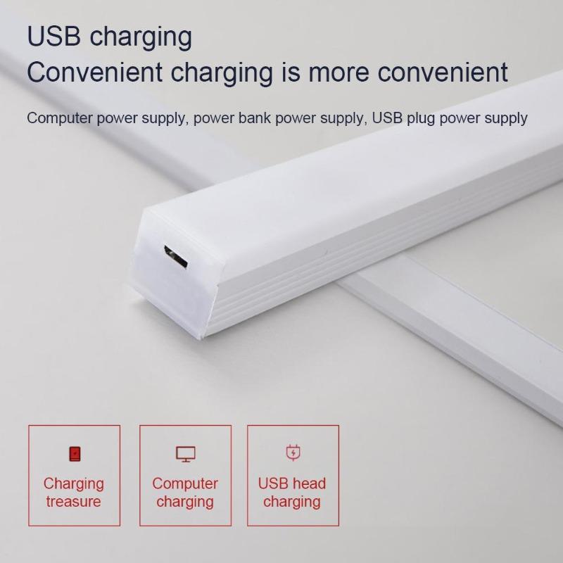 10/20/30/50CM LED Night Light Motion Sensor USB Rechargeable Ultrathin Wireless Wardrobe Kitchen Cabinet Night Light Warm Light