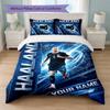 Set Biancheria da Letto Personalizzato con Nome Erling Haaland 1 Copripiumino + 2 Federe Logo Calcio Regalo Personalizzato per Occasioni Speciali Decorazione Camera da Letto