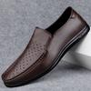 Men's shoes 2025 summer new breathable foot casual leather shoes men's flat beanie shoes British soft-sided driving shoes