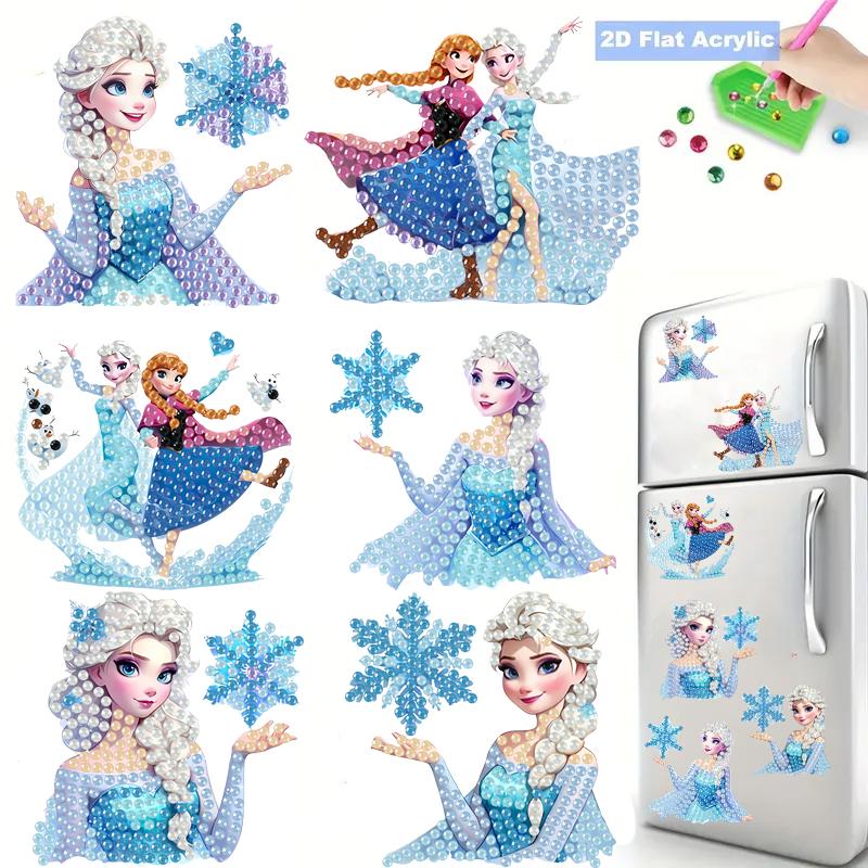 6Pcs Snow Princess Series Diamond Art Fridge Magnet Diamond Painting Refrigerator Magnet Diamond Painting Fridge Magnet for Adults Beginners