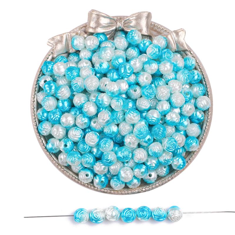 100pcs/bag Color Gradient Rose Beaded DIY Handmade Bracelet Necklace Earrings Jewelry Accessories