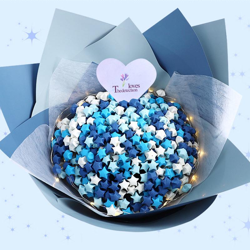 Modrá řada Origami Stars Dekorace Skládací papír Origami Paper Stars DIY Umělecké řemeslo Svatební party Domácí dekorace