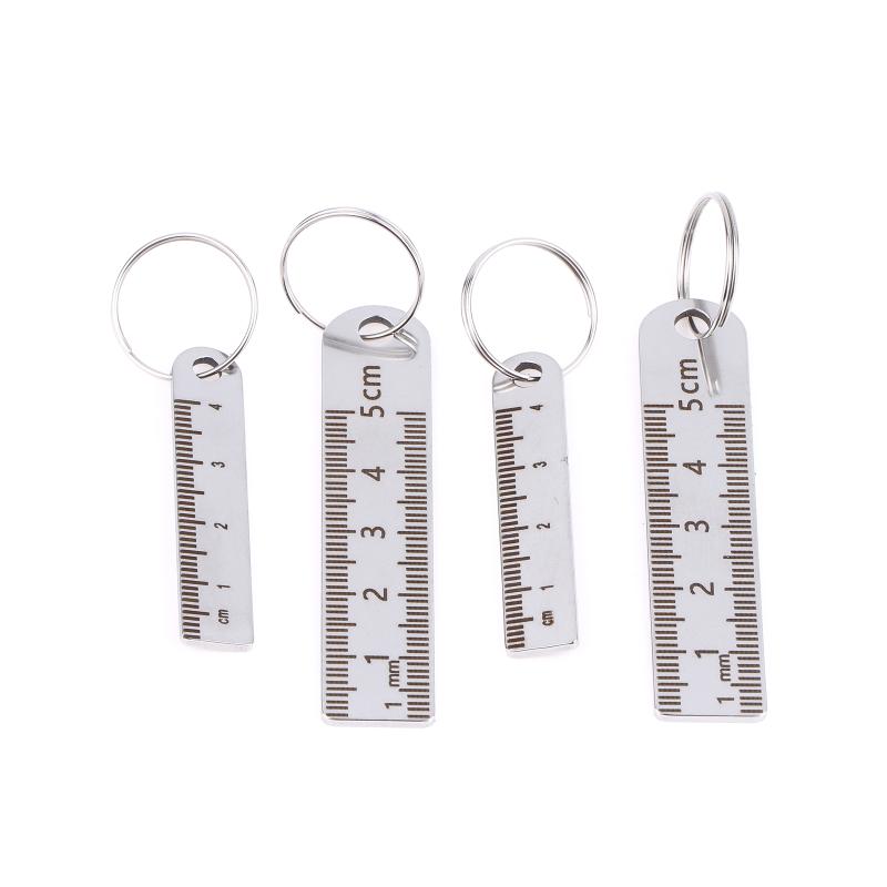 1PCS Stainless Steel Mini Ruler With Keychain - Measuring Tool For Office And School Supplies (Anti-Loss Measuring Ruler)