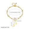 18K Gold Plated Layered Butterfly Shell Pearl Anklet, Dainty Double Chain Foot Bracelet for Women, Beach Jewelry