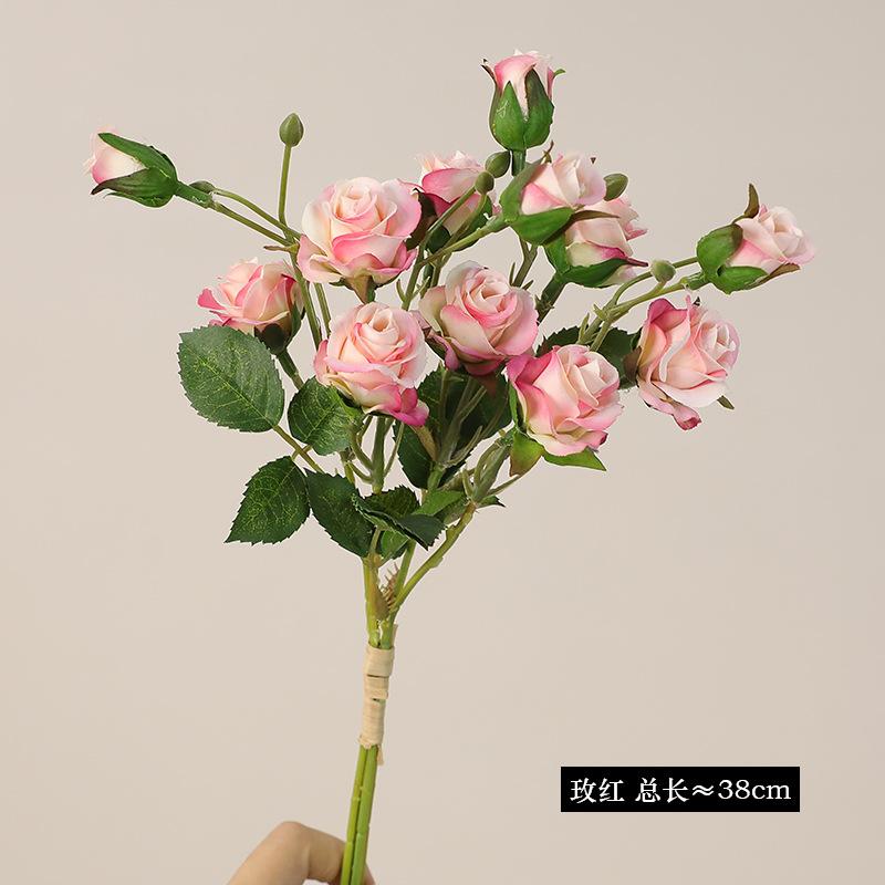 

New simulated 3-piece bundle rose rose flower DIY handmade flower arrangement bouquet with materials Home soft decoration ornament рожевий червоний колір