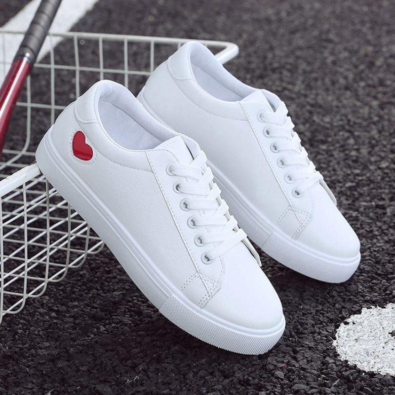 2025 Spring Summer Autumn Foreign Trade Womens Shoes Womens Board Shoes Love Casual Shoes Little White Shoe Low-top Ribbon Shoe