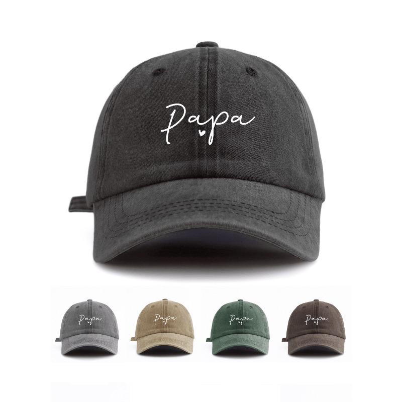 1Pc PAPA Print Washed Baseball Cap,Classic Casual Retro Adjustable Lightweight Sun Protection Versatile Driver Cap for DailyWear