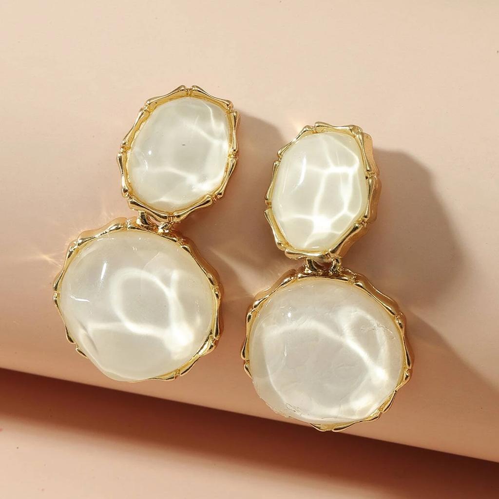 2 buc Cercei rotunzi geometrici la modă pentru femei, Accesorii cu zirconiu, Potriviți pentru întâlnire, petrecere, festival, Cadouri-E32