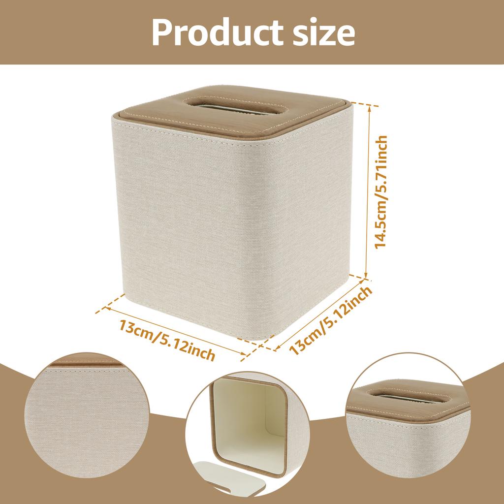 Tissue Box PU Leather Square Tissue Box Paper Box Container Napkin Holder Tissue Storage Box Home Table Decoration for Bathrooms