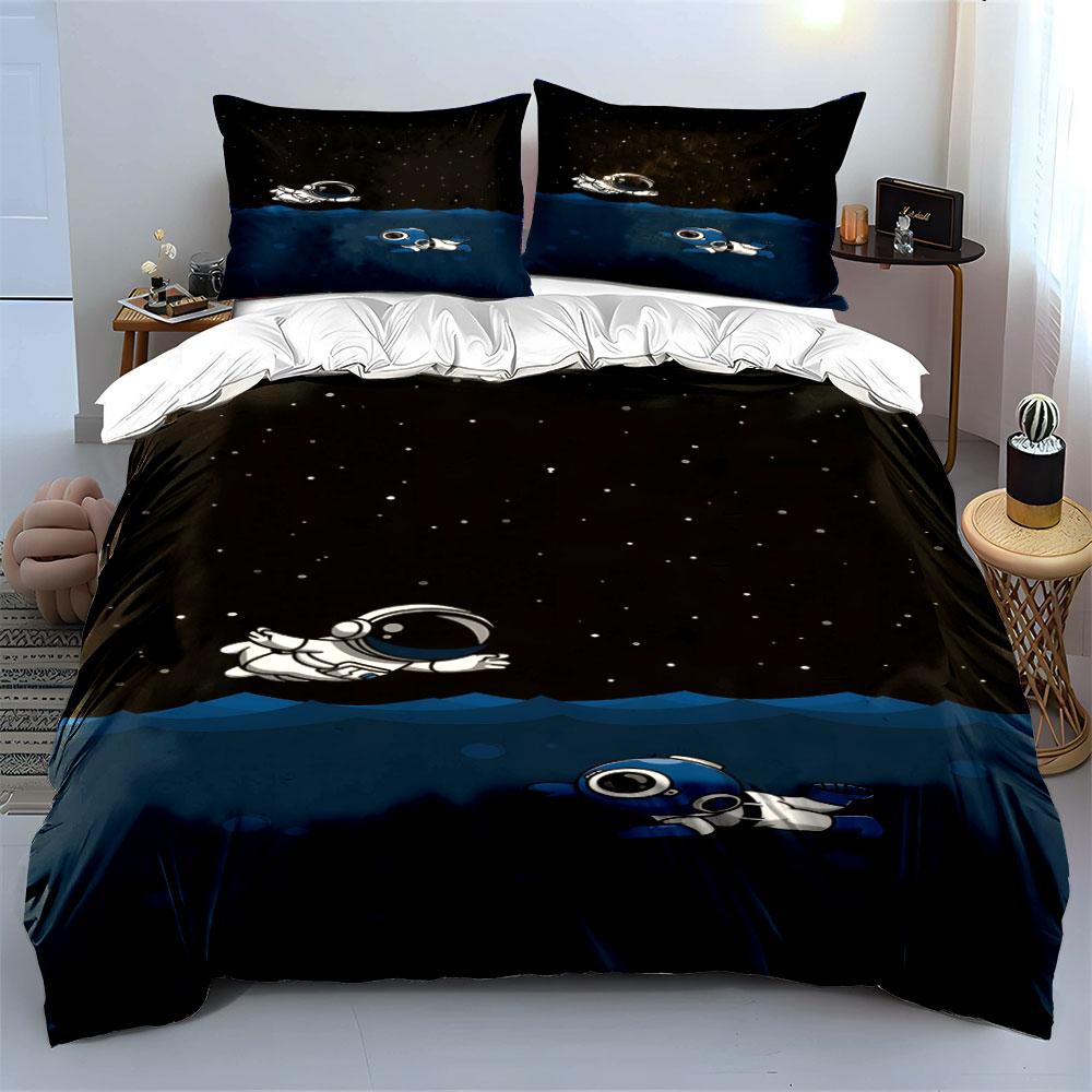 Astronauts and stars pattern. Bedding sets Duvet cover sets Duvet covers Pillowcases(1 * Duvet Cover 2 * Pillowcases without duvet insert)