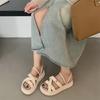Solid Color Sandals Women's Spring New Popular Versatile Thick-soled Non-slip Casual Fairy Wind Beach Sandals Women