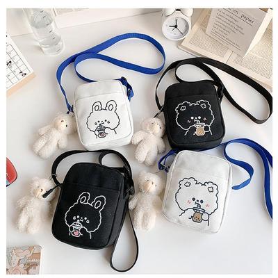 2024 Summer Korean Style Canvas Crossbody Bag - Sweet & Simple Small Phone Bag for Girls