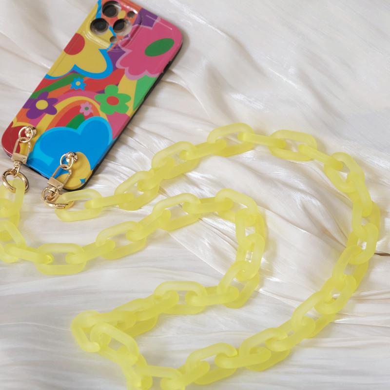 New Phone Chain Accessory Detachable Parts Neon Candy Matte Crossbody Resin Luxury Strap Phone Case Chains Acrylic Shoulder Lanyard Hanging Chain