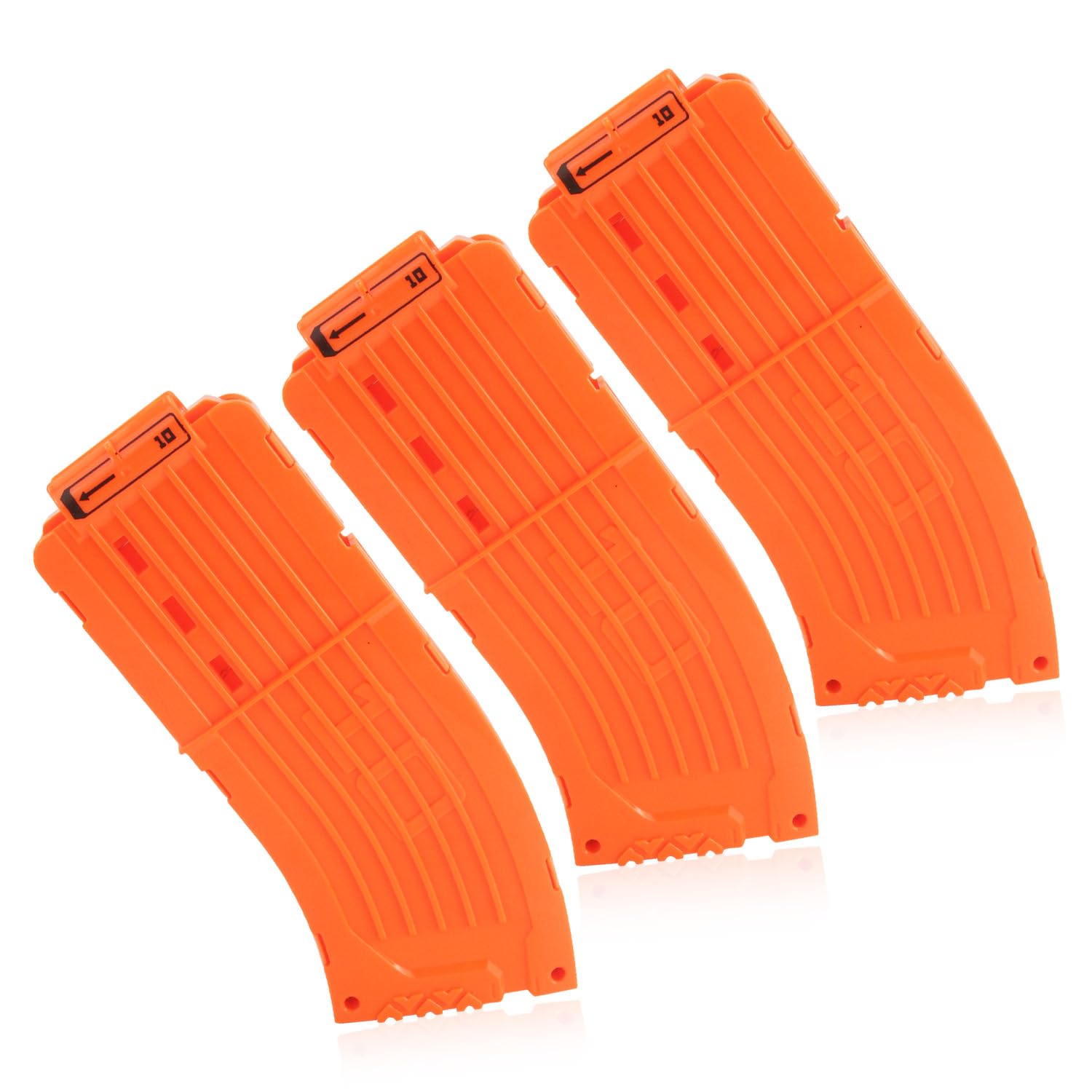 

WALWAL 10-Dart Curved Magazine for Nerf Elite Guns, Soft Dart Quick Reload Magazine with Banana Clips (Orange, Pack of 3)