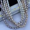 1String, White Purple Pink Natural Freshwater Pearls, Handmade Rice Pearl Beads for Jewelry Making DIY Crafts (Beads 6-7mm, Length 36cm)