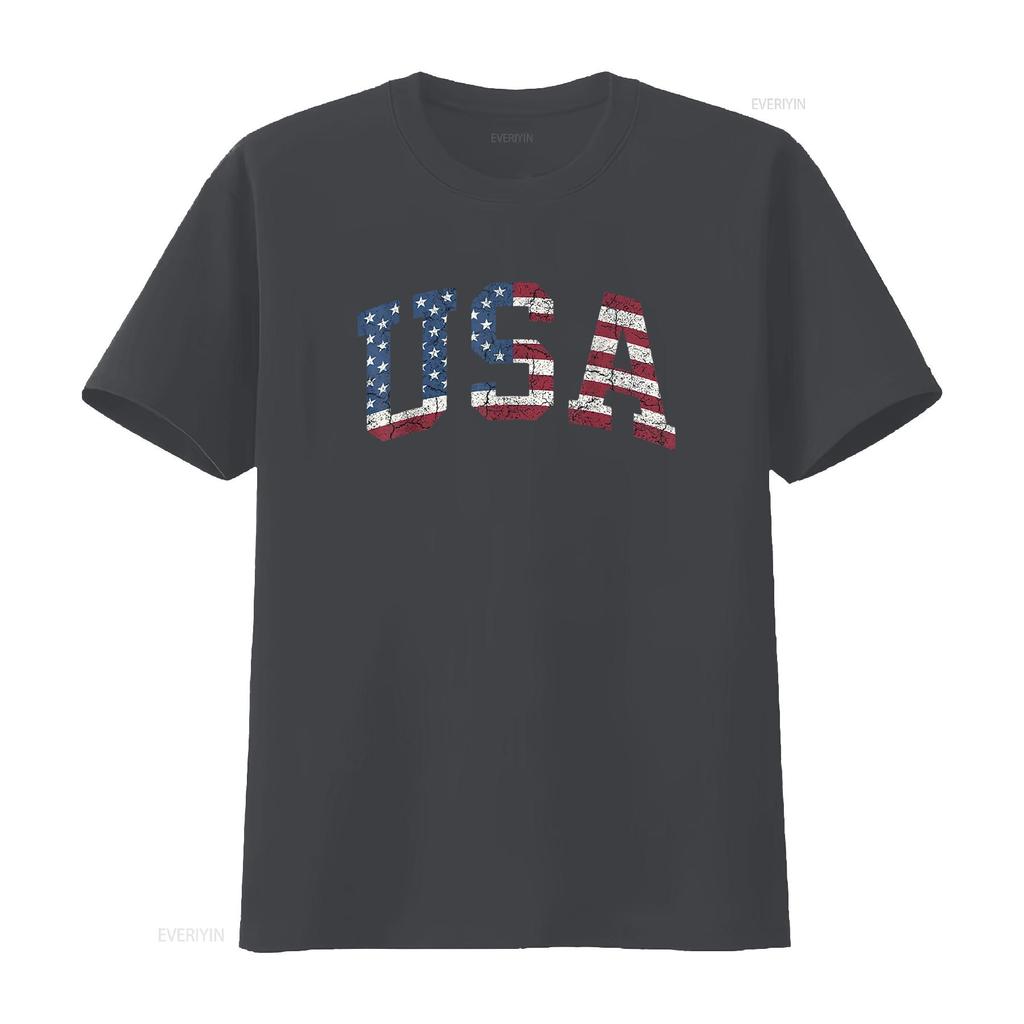 Usa T Shirt Women Patriotic American Flag Distressed Vintage Washed Stylish Slightly Comfortable Breathable Homme Casual
