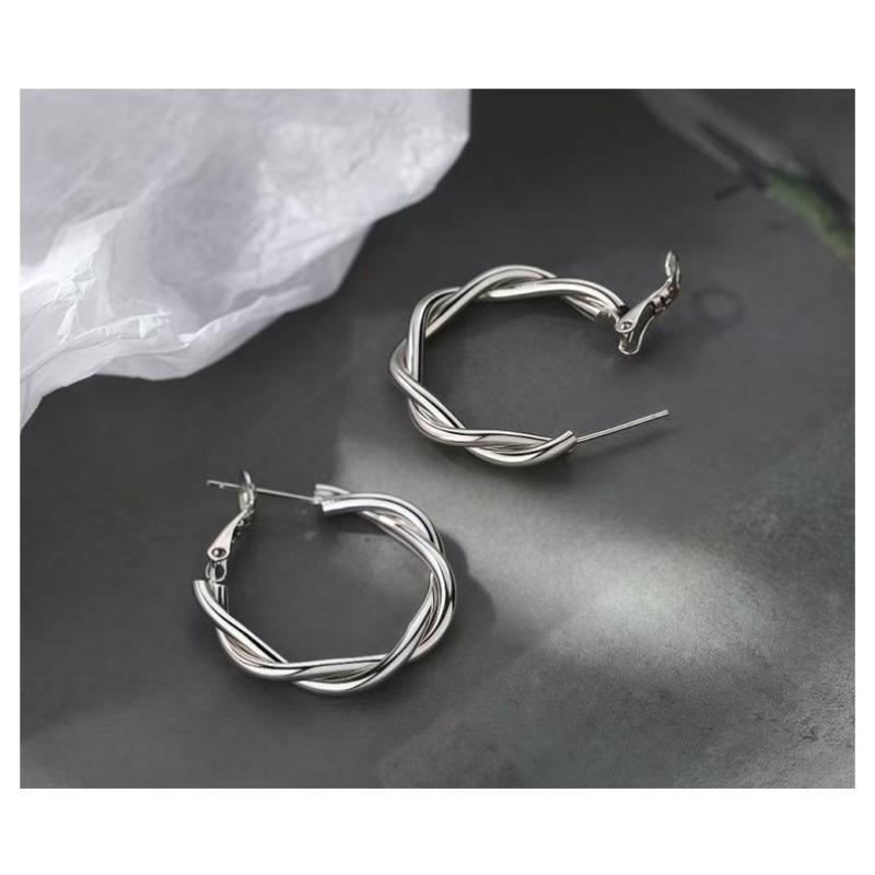 Women Fashion Geometric C Shaped Circle Hoop Earrings Minimalist Jewelry