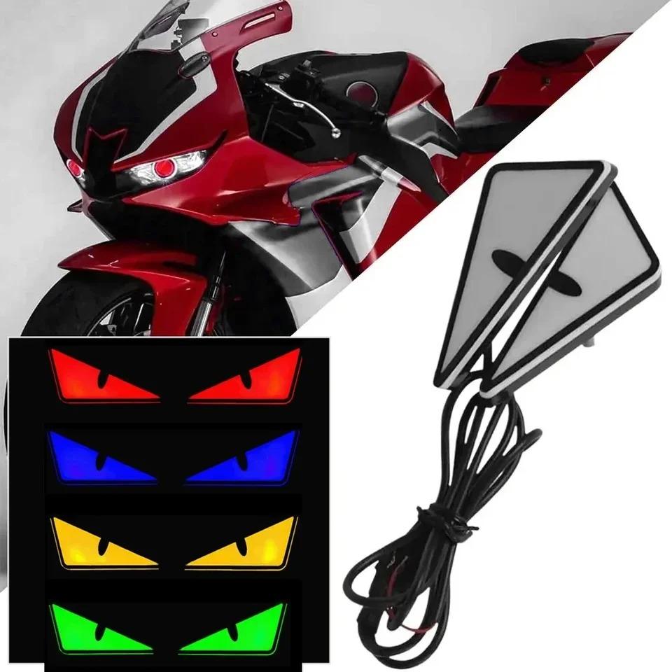 2Pcs Universal Car LED Devil Eyes Light Demon Eyes Headlight Motorcycle Turn Signal Flasher Tail Lamp Mini Auto Decoration Lights