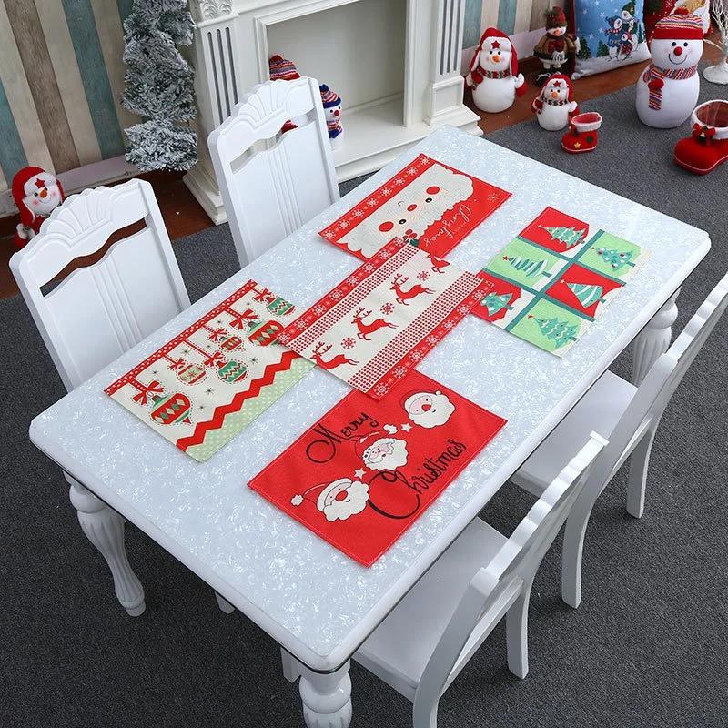 Christmas Home Table Decoration Mat Placemats Non Slip Tablemat Old Man Party Xmas Ornaments Furnishing Supply Desktop Desk Mat
