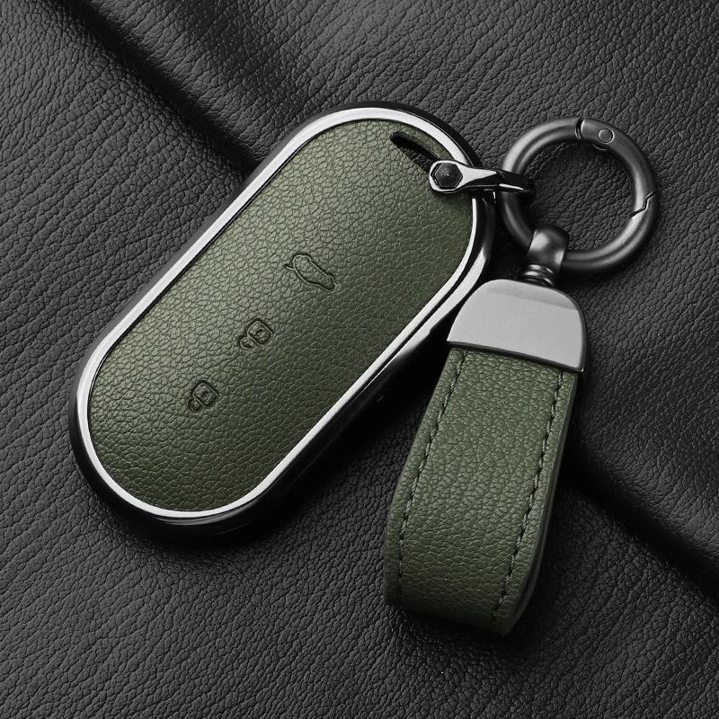 Aluminum Alloy Goatskin Car Key Case Cover For Huawei Aito M5 M7 Car Key Case Protect Fob