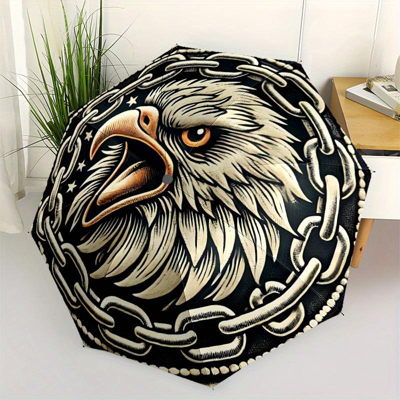 1pc Eagle Head Emblem Automatic Open, Sturdy Iron Frame, Compact Folding Design, All-Season Portable Umbrella for Women & Men, Outdoor Umbre