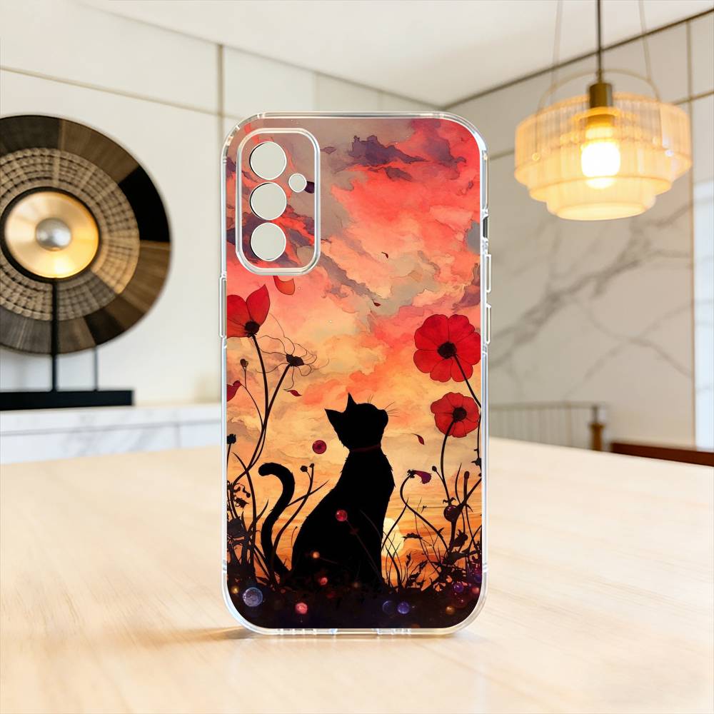 Cartoon B-black c-cat cool Phone Case For SamsungA10,12,20,21S,30,31,40,50,51,52,70,71 Transparent Cover Samsung a12