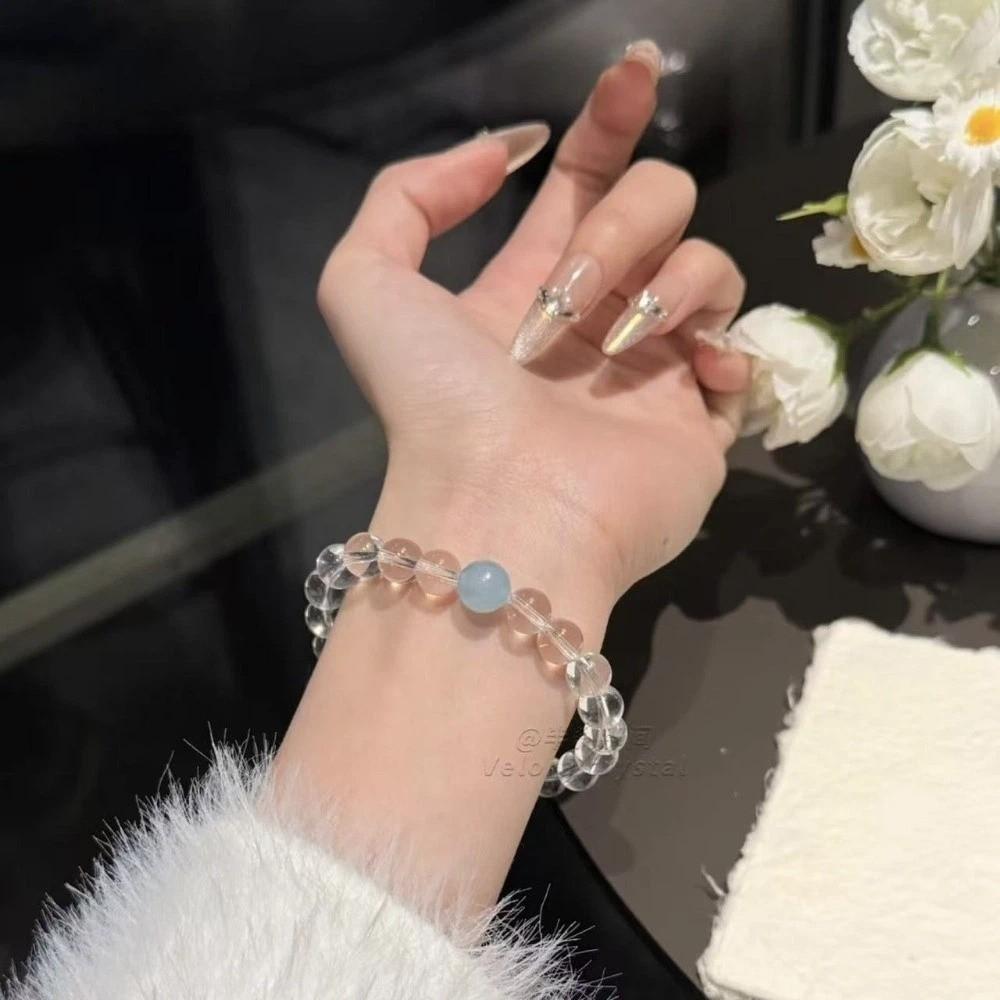 Elastic Crystal Beads Bracelet Hand Jewelry Vintage Beaded Bracelet Clear Crystal Bracelet  Lovers