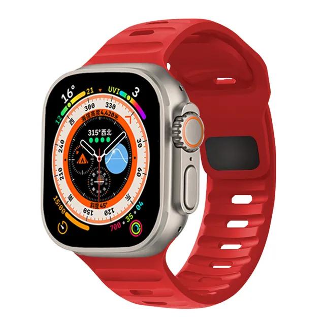 

Классический силиконовый ремешок для Apple Watch ultra 49 мм 45 мм 44 мм 42 мм 40 мм 41 мм 38 45 мм correa браслет iwatch Series 9 8 7 6 5 4 3 se 42 44 45 49 mm красный
