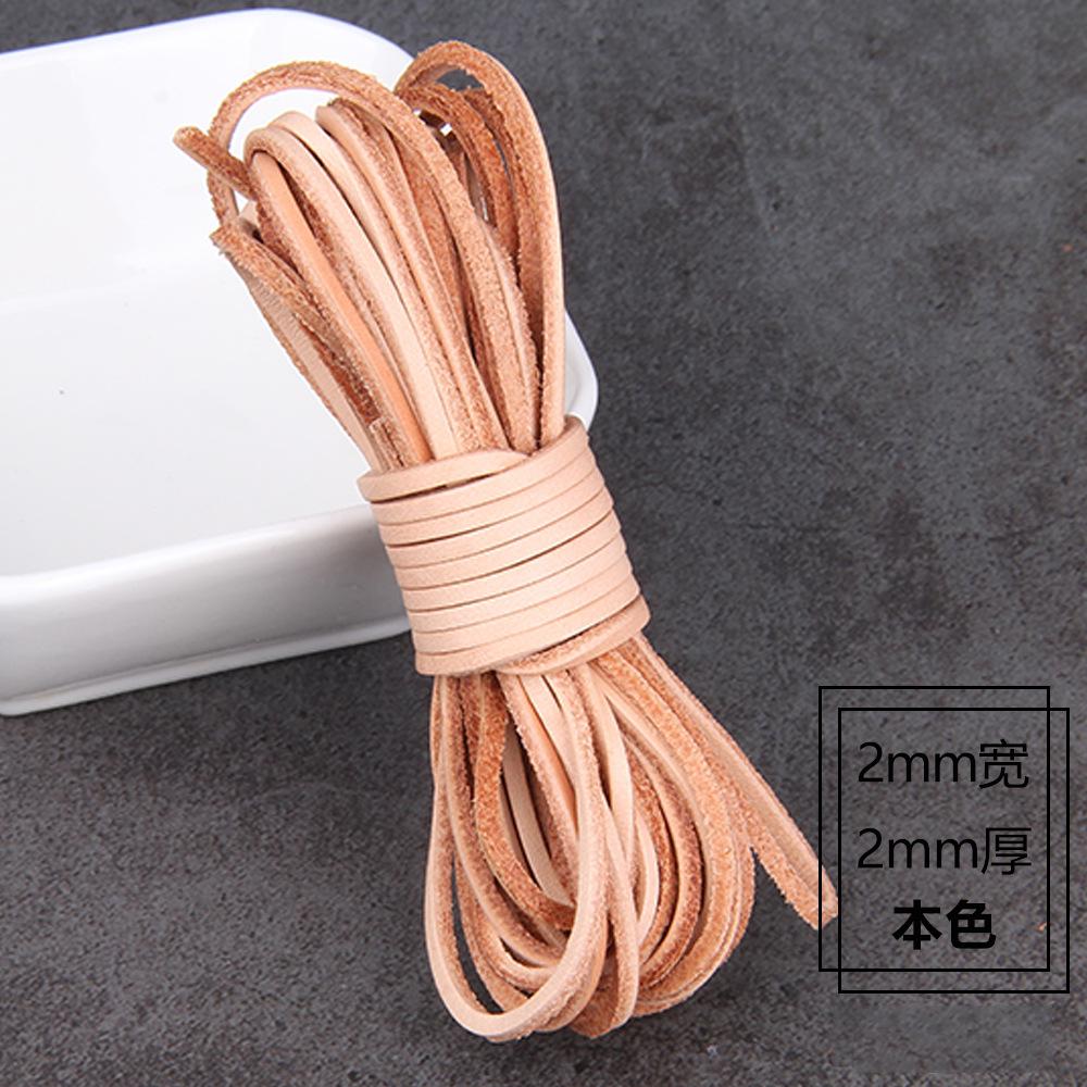 

Diy Jewelry Accessories Primary Color 2Mm Thick Cowhide Strip Head Layer Flat Square Leather Rope Braided Rope Flat Cowhide Rope 1m