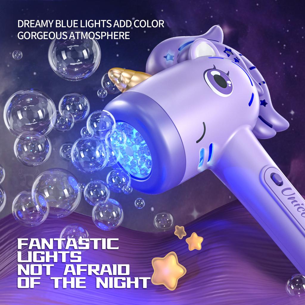 Unicorn Electric Bubble Gun, Toy Bubble Machine, Automatic Soap Blower with lights,Christmas  Party Games, Children's Gifts