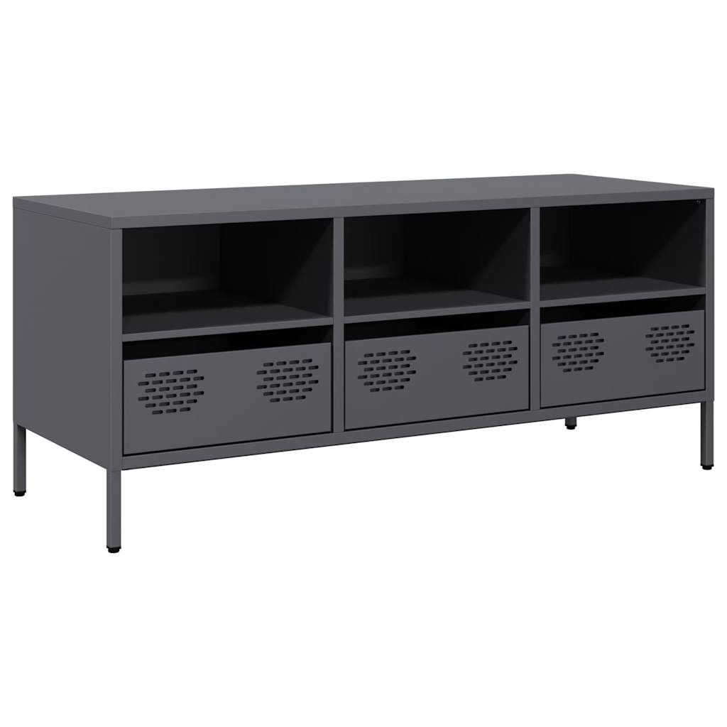 Vidaxl Szafka Rtv, Antracyt, 101,5X39X43,5 Cm, Stal Walcowana Na Zimno