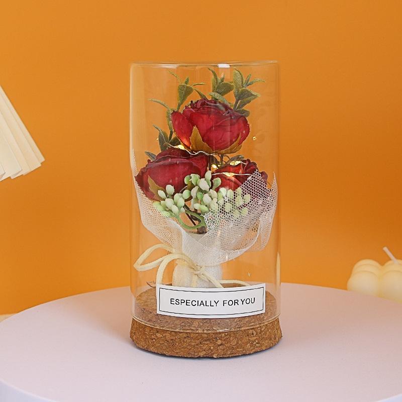 Valentine's Day gift cork wishing bottle LED luminous roses for girlfriends birthday Teachers' Day