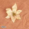 5/24PCS Glitter Artificial Poinsettia Christmas Tree Ornament Home Decor Flower