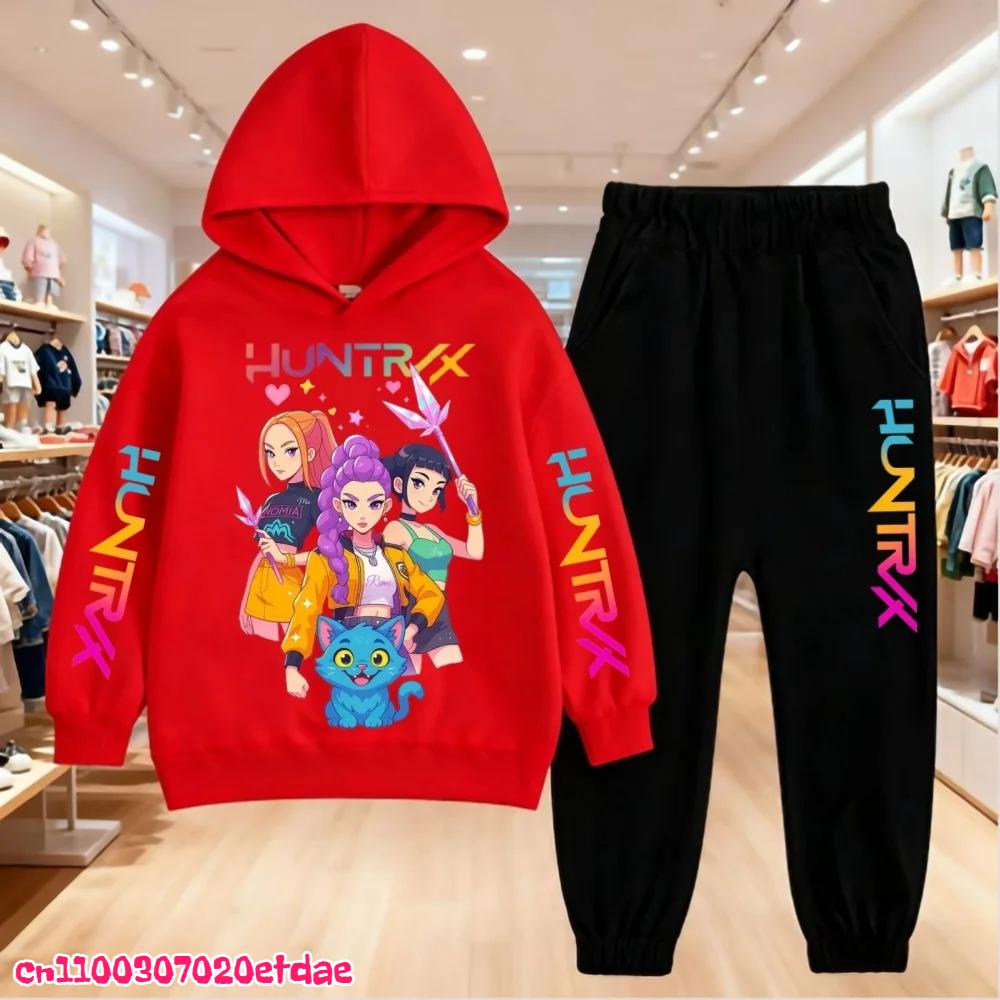 Autumn Winter Children's Hoodie KPop Demon Hunters Clothing Leisure Outerwear Sweatshirt +pants Set Boys Girls Gift