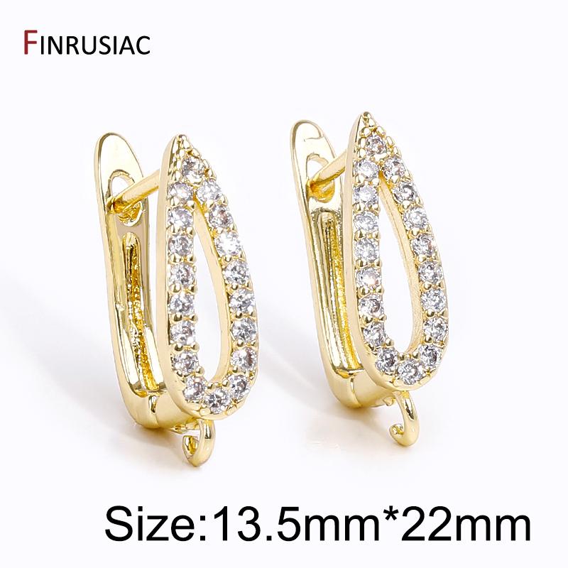 

DIY Earwire Shvenzy Supplies 18K Gold Plated Zircon Earring Hooks Clasp For Women Wedding Earrings Making Accessories Findings 1 pair