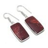 Natural Red Snakeskin Gemstone 925 Sterling Silver Jewelry Earring 1.62" AEE-11132
